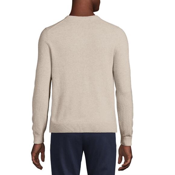 Lands’ End Men’s L 100% Cashmere V-Neck Sweater | Beige Tan, Classic Luxury $200 - Picture 6 of 7